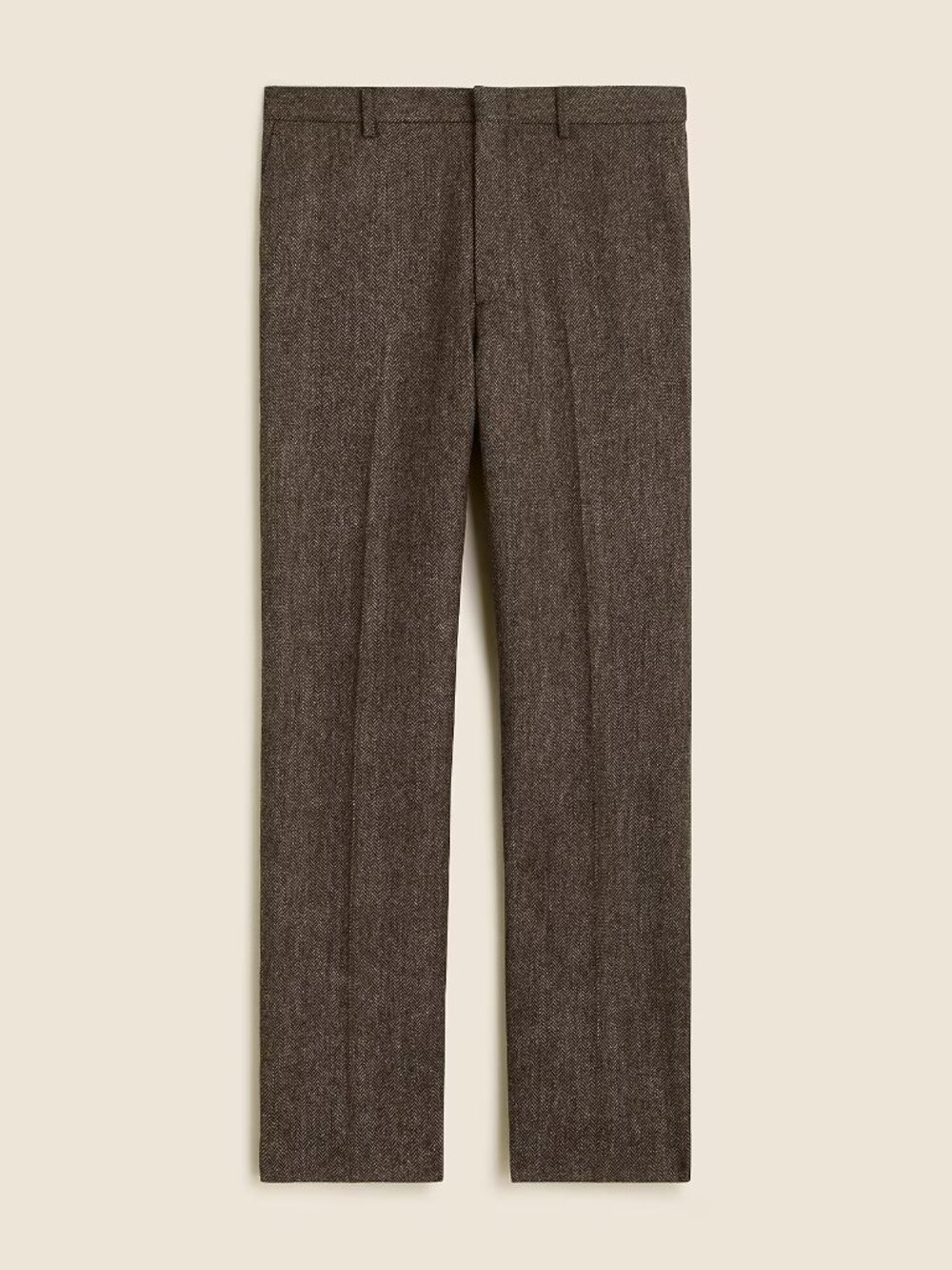 J. Crew men's Crosby pants herringbone brown 34 x 34 flat front academia wool